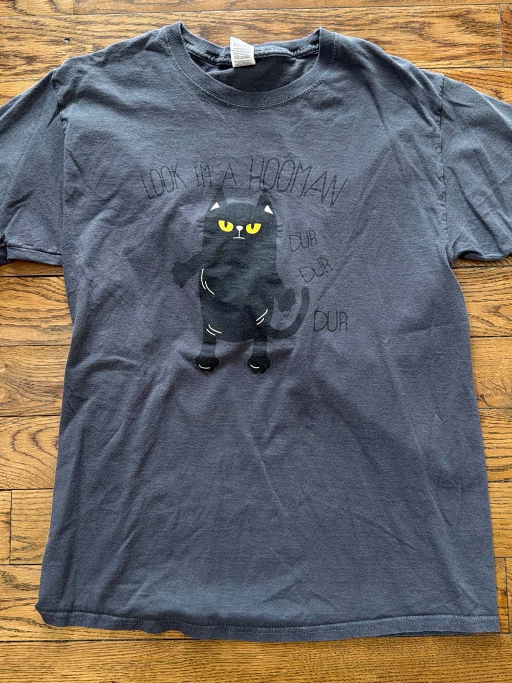 Fruit of the Loom Gray Crewneck Tee with Cat Logo